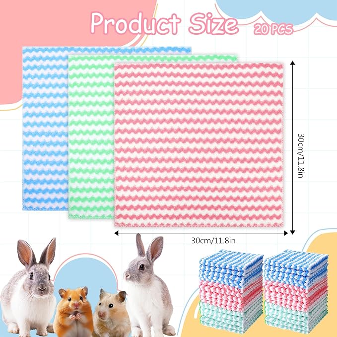 20PCS Guinea Pig Blankets, 11.8 inch Guinea Pigs Cage Liner Keep Warm Absorbent Reusable Pet Pee Sleep Mat Guineas Pig Bedding for Hamster Chinchilla Rabbit Hedgehog Hamster Ferret