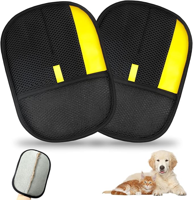 Pet Hair Removal Glove,2 Pcs Newly Upgraded Pet Hair Remover Gloves for Cats & Dogs,9.45″ Large Electrostatic Pet Hair Gloves,Reusable Pet Hair Remover Tool for Couch Clothes Carpet Car Seat