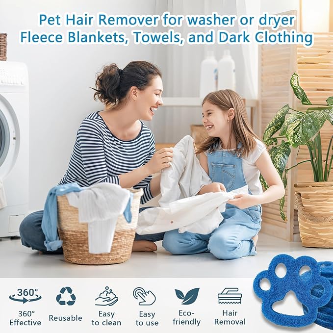 6 Pcs Pet Hair Remover for Laundry, Reusable Dog Cat Lint Catcher for Washing Machine, Effectively Removes Lint and Dander, Pet Hair Catcher for Washer, Dryer, Clothes, Bedding, Towels