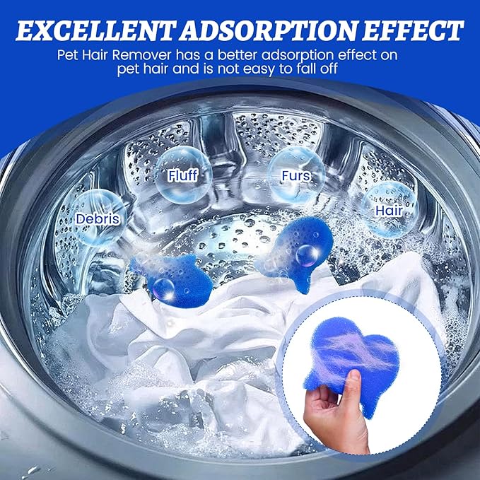 4PCS Pet Hair Remover for Laundry - Reusable Lint Fur Catcher Tool,Effortlessly Removes Dog Cat & Dog Hair from Clothes in Washing Machine Hair Catcher