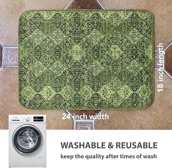 nunubaby 4PACK Washable Pee Pads for Dogs, Stylish, Non-Slip and Leak-Proof Pee Pads. Reusable Potty Pads for Dogs for Crates and Floors.(Green/Multi, 18" x24")