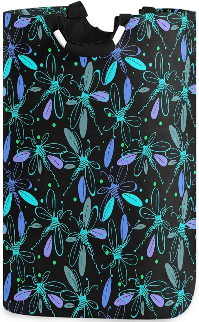 visesunny Large Capacity Laundry Hamper Basket Pretty Dragonfly Water-Resistant Oxford Cloth Storage Baskets for Bedroom, Bathroom, Dorm, Kids Room