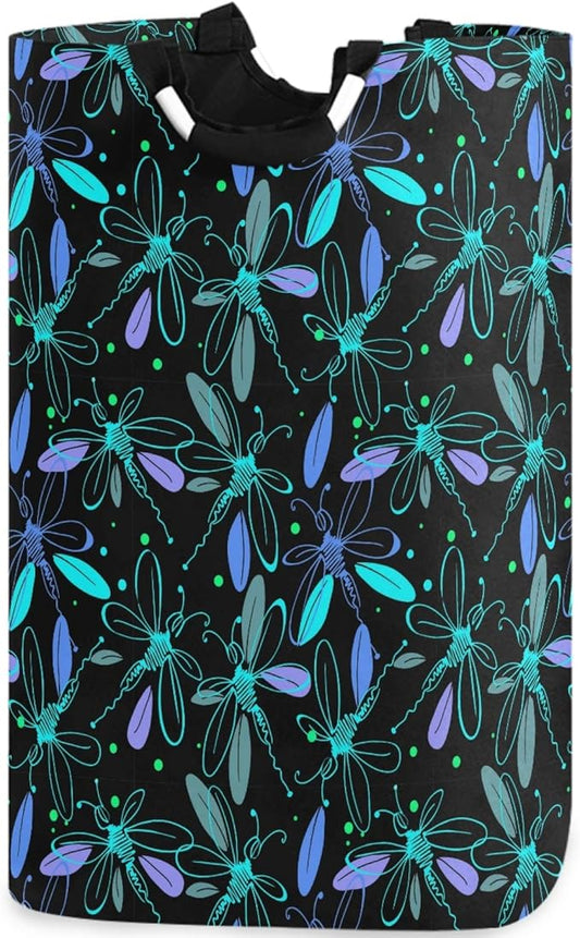 visesunny Large Capacity Laundry Hamper Basket Pretty Dragonfly Water-Resistant Oxford Cloth Storage Baskets for Bedroom, Bathroom, Dorm, Kids Room