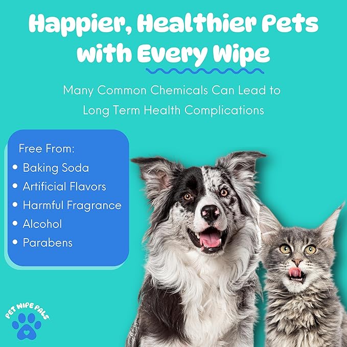 All-in-1 Dog Teeth Cleaning Wipes | Enzymatic Whitening + Micro Scrubbing Beads | Pet Dental Wipes & Finger Tooth Brushing Kit | Plant-Based Dental Care for Cats & Dogs (60 Count)