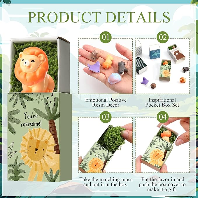 35 Set Employee Appreciation Gifts Bulk Coworkers Thank You Desk Pets Holiday Small Cute Emotional Support Resin Ornaments Card Box for Women Men Adults Office (Bear)