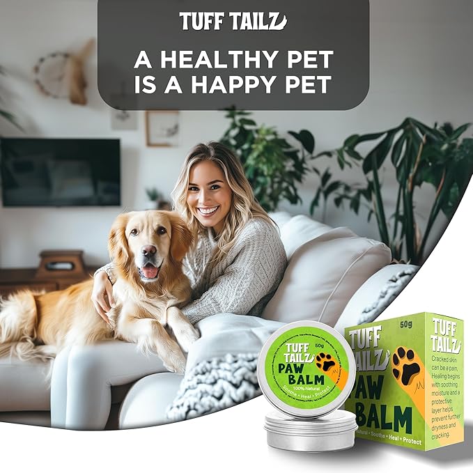Dog Paw Balm - Heals, Repairs & Restores Dry, Cracked & Damaged Paws - Moisturizes & Soothes Irritated Paws & Noses - 100% Natural Moisturizer & Paw Protectors for Dogs & Cats- 1.70 Oz