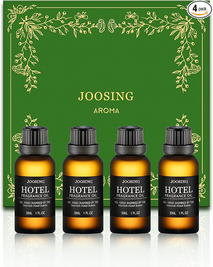 Hotel Diffuser Oils Gift Set, Joosing Hotel Scent Essential Oils d 4 x 30ml Large Bottles (4 Fl Oz Total), Premium Fragrance Oil No. 10002 The Marriott for Aromatherapy Diffusers and Humidifiers