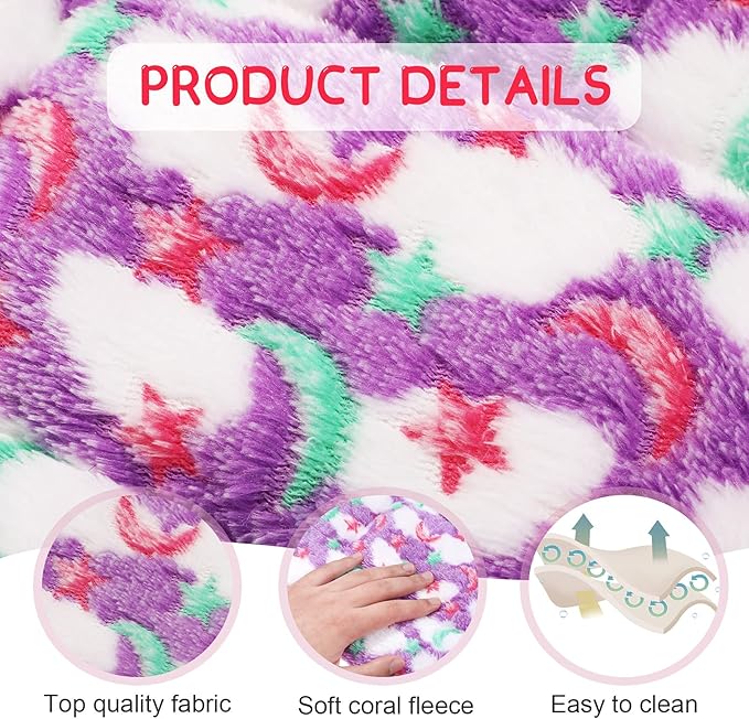 Jetec 3 Pcs Bunny Guinea Pig Beds Soft Bunny Mats Warm Guinea Pig Mat Small Animal Winter Bed Pads Fleece Sleeping Pads for Indoor Rabbit Hamster Squirrel Hedgehog Chinchilla Ferret(Moon)