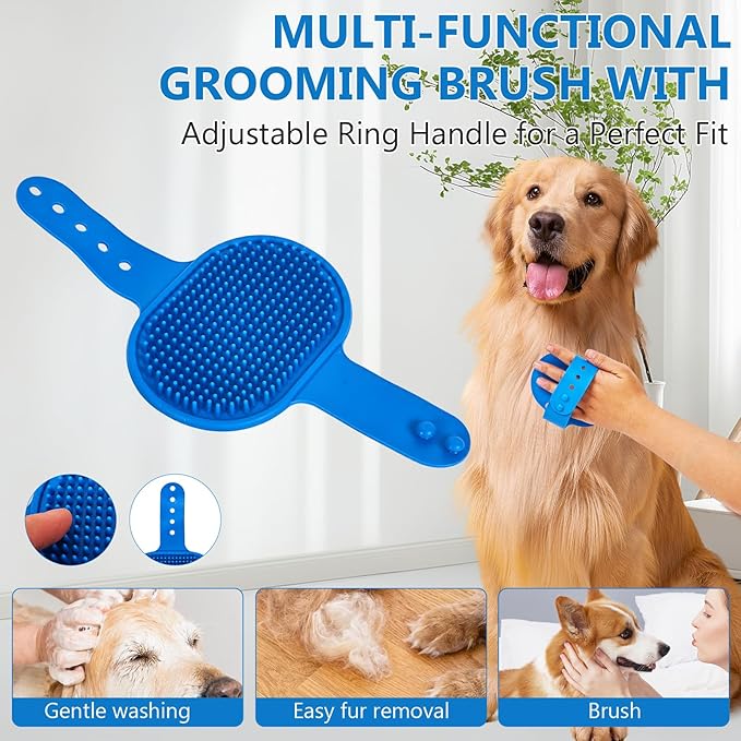 nooepc 6PCS Dog Washing Gloves Pet Grooming Gloves Dog Bath Supplies Dog Bath Brush Silicone Gloves for Dogs and Cats Bathing Dog Comb Dog Toothbrush
