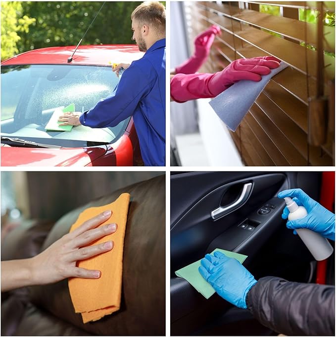 10 Pack Extra Large Original German Shammy Cloths Chamois Towels Super Absorbent for Pets, Parenting Tool Cleaning for Home and Commercial Use Wholesale Bulk (Red)