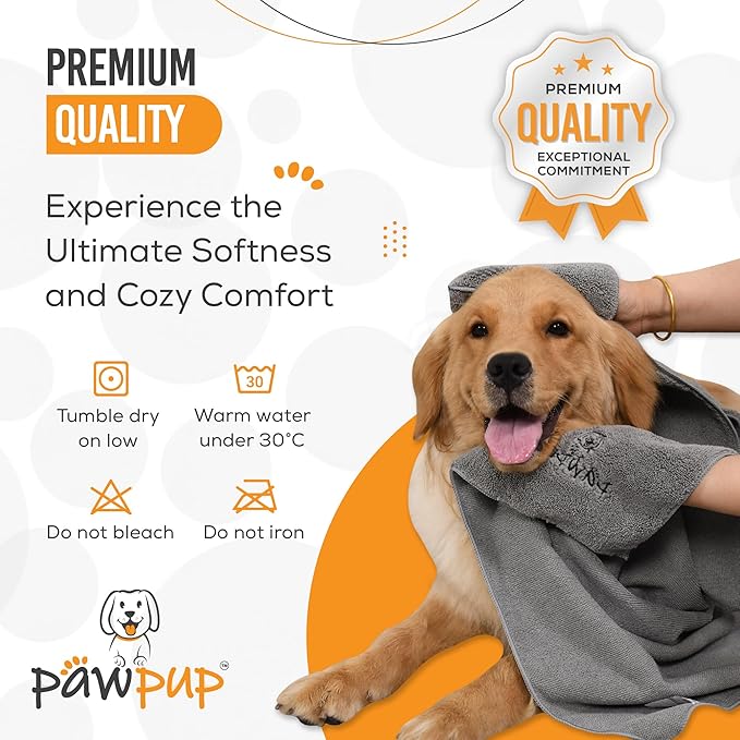 Dog Towels for Drying Dogs Super Absorbent Microfiber Pet Grooming Towel for Dogs, Cats and Other Pets (55 x 28 Inches, Grey)