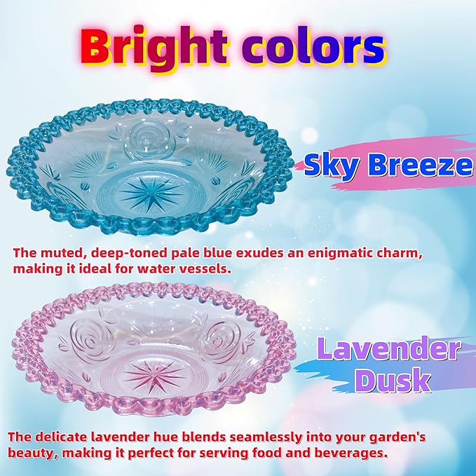 2 Pack Hanging Bird Baths Bowl Outdoor Feeder 15.8 Inch Metal Chains, Weather-Resistant Hanging Bird Feeder & Bath Tray for Garden Patio(Plastic Blue&Purple)