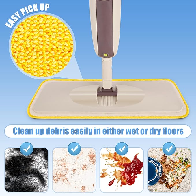 HOMTOYOU Reusable Mop Pads for Swiffer PowerMop: 6 Pack Microfiber Pad Refills for Multi-Surface Floor Cleaning - Machine Washable Replacement Sweeping Cloths for 13 ''-15 '' Spray Mop Colorful