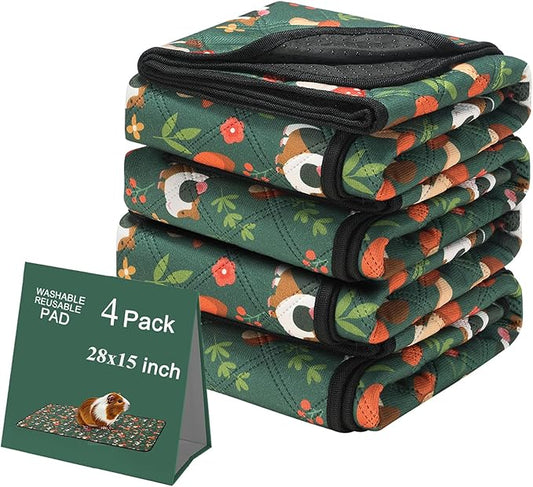 2 Pack Guinea Pig Cage Liners - Washable 47"X24" Bedding Pee Pad, Super Absorbent, Waterproof & Anti-Slip Reusable Mat for Rabbit, Hamster, Rat