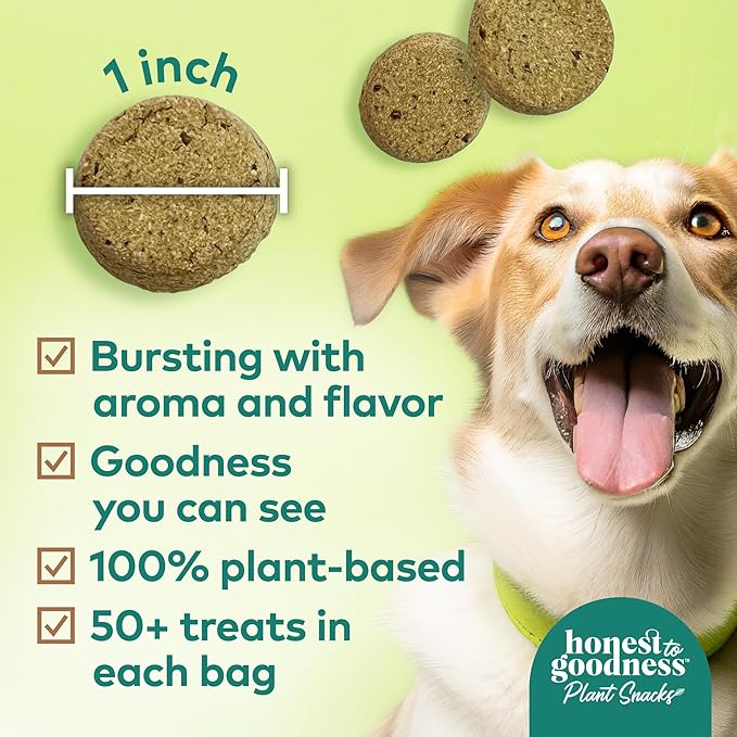 Honest to Goodness Plant Snacks Way to Glow Coconut & Flax Recipe Dog Treats, 8 oz Bag, Plant-Based Dog Treats