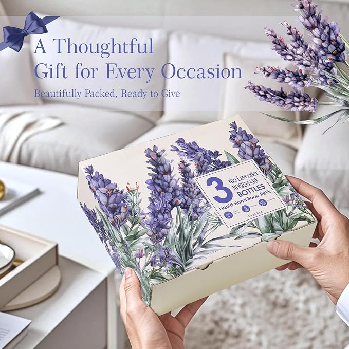 ROMIIE ZOI Liquid Hand Soap Refill Gift Set-3 Pack, Cruelty-Free and Biodegradable Formula, Moisturizing Hand Wash with Essential Oil for Sensitive Skin,Lavender Rosemary Scent,(26 Fl Oz x 3)