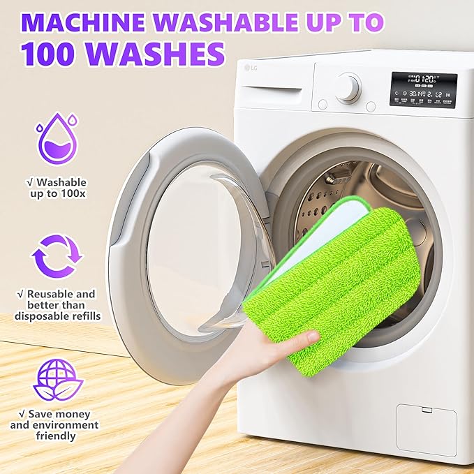 18 Pack Reusable Mop Pads Compatible with Swiffer PowerMop, Wood Floor Pads Microfiber Mop Replacement Refills Machine Washable for All Floor Surfaces