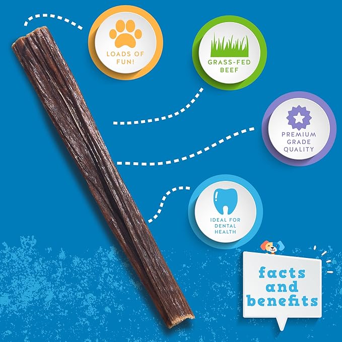 Jack&Pup 6-inch Gullet Sticks for Dogs – Odor Free Joint Health Support Dog Chews – Fresh and Savory Beef Gullet Sticks - Naturally Rich in Glucosamine and Chondroitin (25 Pack)