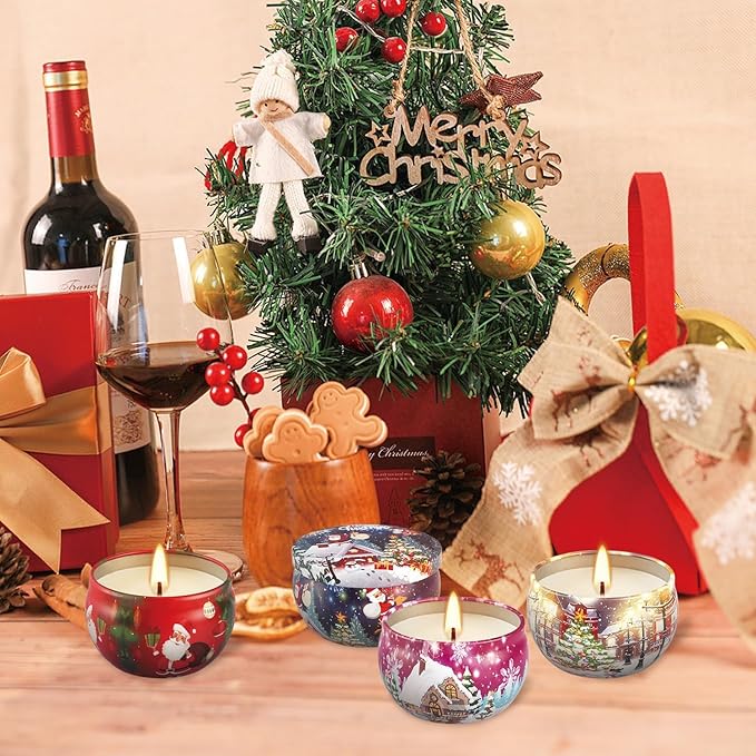 16 Pack Christmas Scented Candles Gift Set 2.5oz Strong Fragrance jar Candles Natural Soy Wax Candles Portable Travel Tin Jar Candles Gifts for Home Scented Decoration Birthday Valentine'sDay