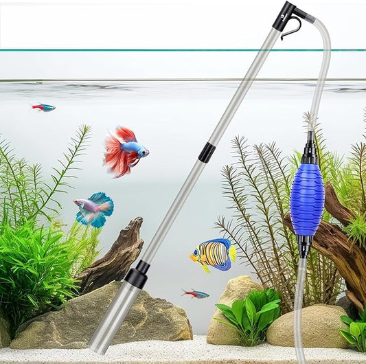 fishkeeper Quick Aquarium Siphon Pump Gravel Cleaner - 256GPH Adjustable Powerful Fish Tank Vacuum Gravel Cleaning Kit for Aquarium Water Changer, Sand Cleaner, Dirt Removal