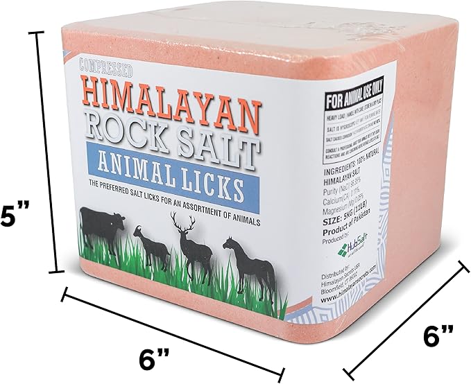 Himalayan Secrets Compressed Pink Salt Lick for Livestock and Wildlife Animals, Pure & Natural Feed Salt Block, Minerals & Trace Elements, No Additives, 11LB (5KG)