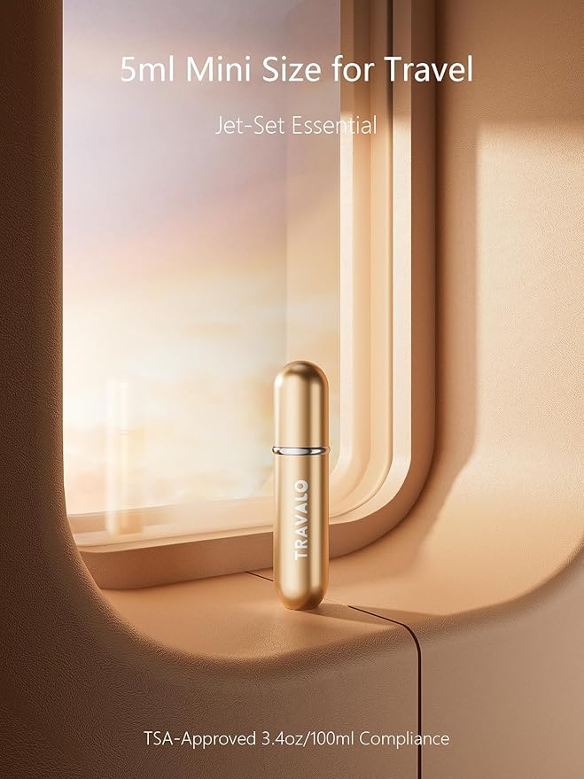 NEW CLASSIC Refillable Perfume Atomizer, Bottom Filling Fragrances Perfume Bottle, Mini Cologne Dispenser, Travel sized (GOLD)