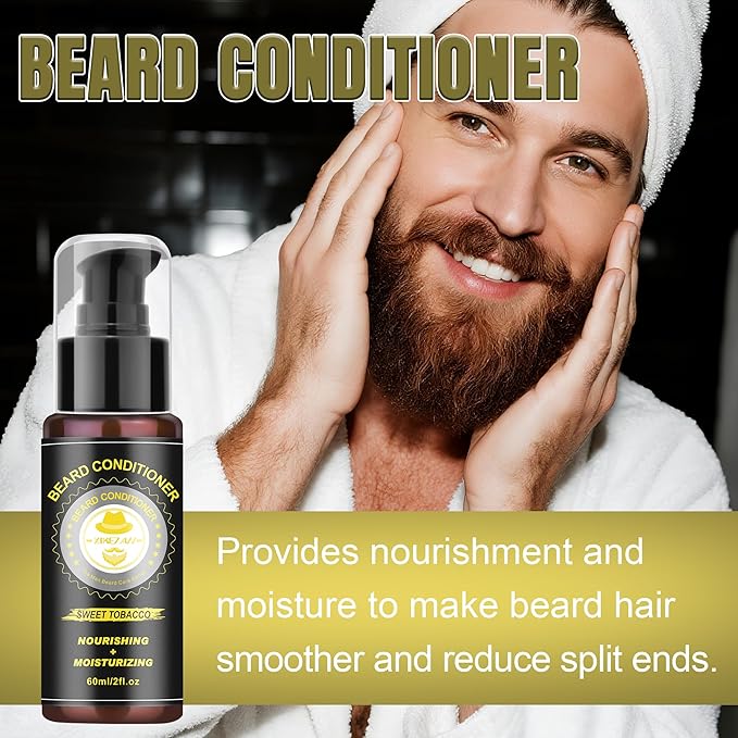 XIKEZAN Beard Kit for Mens Care & Grooming Sets w/Wash Shampoo, Oil, Conditioner, Balm, Wash, Scissors,Brush and Comb Set, Stocking Stuffers for Men,Anniversary Valentines Fathers Gifts for Dad Him