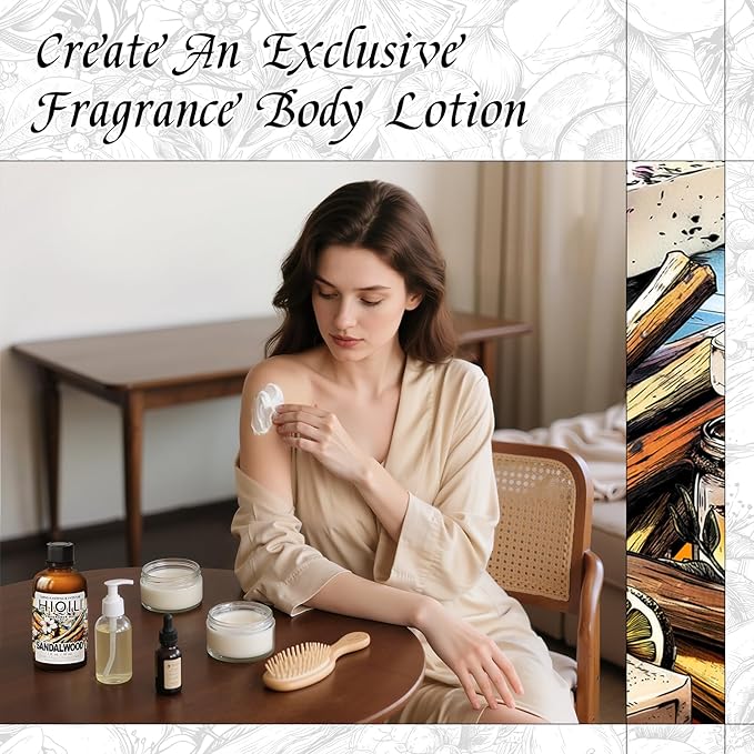 HIQILI Sandalwood Fragrance Oil for Home Diffuser, Luxury Hotel Scent, Perfect for DIY Candle & Soap Making, Add to Body Lotion - 1 Fl Oz