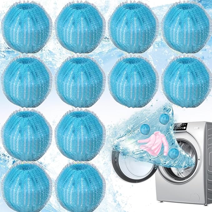 Upgrade Pet Hair Remover for Laundry, 12 PCS Reusable Dog & Cat Hair Remover for Laundry, Washing Machine Pet Hair Catcher for Clothes, Bedding, Won’t Damage Fabrics(Blue)