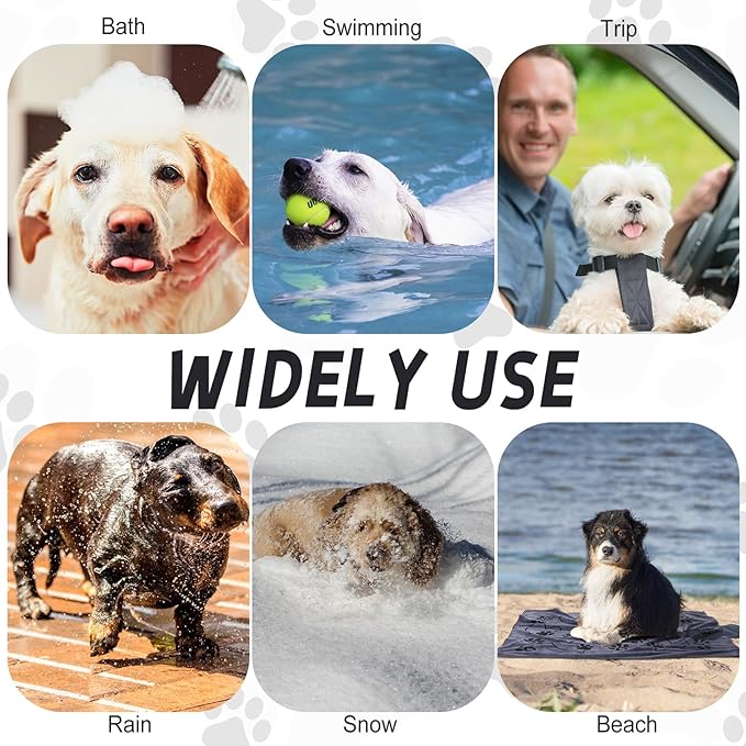 4 Pcs Dog Bath Towels Microfiber Drying Dog Towel Absorbent Pet Heart Paw Towels for Medium Dogs Puppy Cats Pets Shower(Gray)