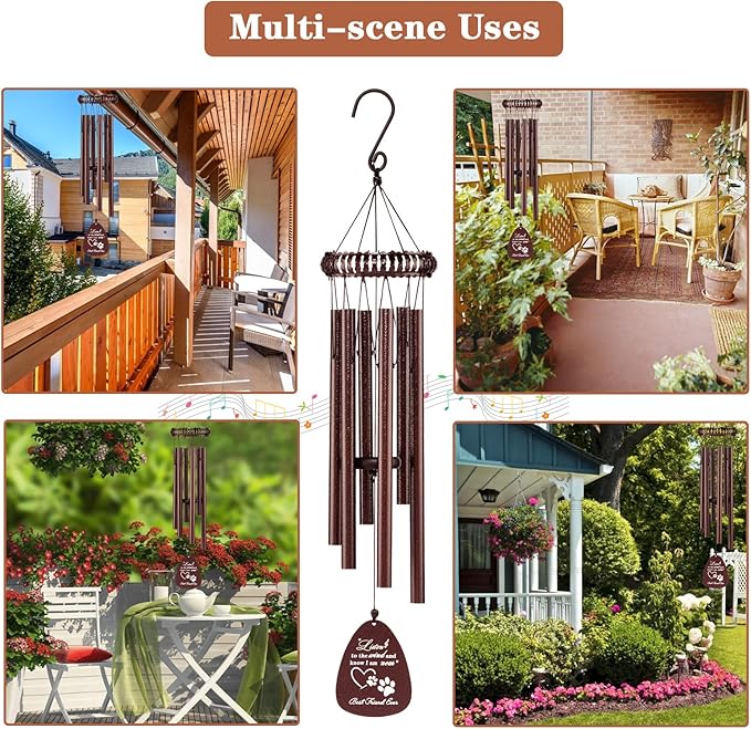 28" Dog Memorial Wind Chimes, Dog Memorial Gifts, Loss of Pet Sympathy Passing Away Bereavement Remembrance Gift