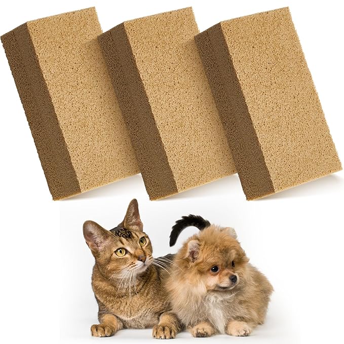 3 Pack Pet Hair Remover Sponge Cat and Dog Hair Sponge Rubber Pet Fur Lifter Removal Tool, Remove from Furniture, Carpet, Bedding, Clothing, 6.26 x 3.28 x 1.89 Inch