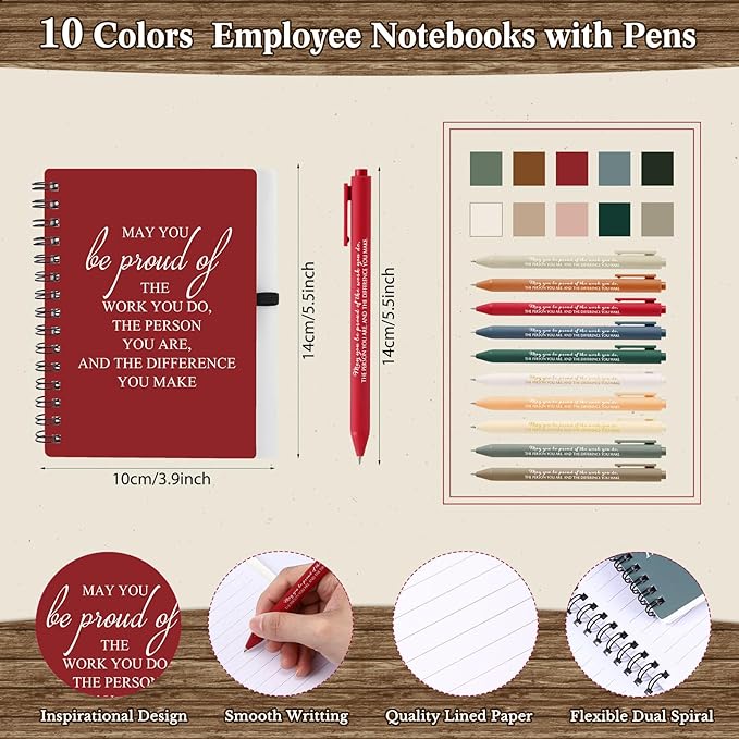 Honoson 20 Sets/40 Pcs Medical Assistant Employee Appreciation Gifts May You Be Proud The Work Notebook with Ballpoint Pen Inspirational Journals Bulk Thank You Gifts for Team Coworker (Bright Color)