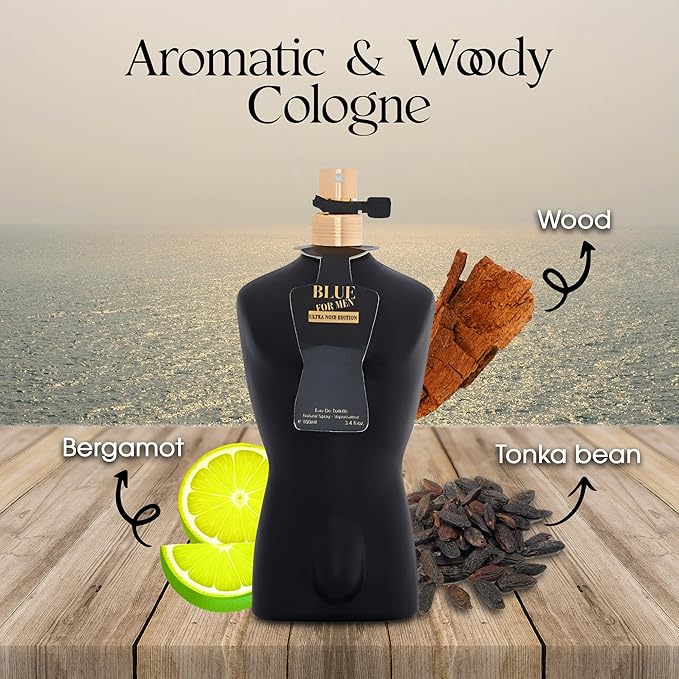 3Pack Men Cologne Blue for Men Series Eau De Parfume Spray with Woody Floral & Fruity Scent Perfume Gift Set Day to Night Luxury Fragrances