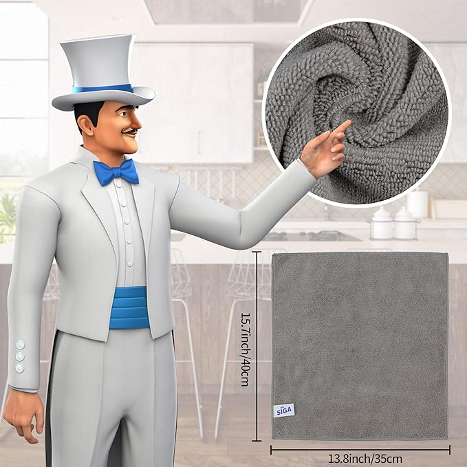 MR.SIGA Microfiber Cleaning Cloth, Pack of 6, Size: 13.8" x 15.7"