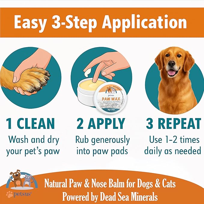 Dog Paw Balm & Paw Wax - Natural Lick-Safe Paw & Nose Moisturizer - Heals Dry, Cracked Pads & Nose - Snout Soothing Formula with Dead Sea Minerals, Shea Butter & Coconut Oil - 1.75 oz
