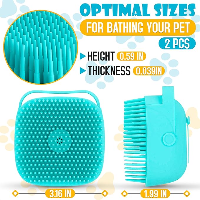 2 Pcs Dog Bath Brush With Soap Dispenser - Silicone Dog Scrubber For Bath Dogs Shampoo Brush Scrubber Dogs Soap Dispenser Exfoliating Shampoo Massage Brush