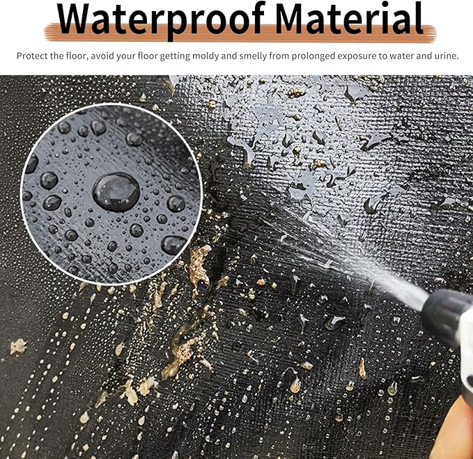 Oncpcare Waterproof Pet Playpen Mat for Rabbits 59×59 in — Large Reusable Tarp Base Gives Small Pets A Spacious, Comfortable Play and Rest Area (Black)