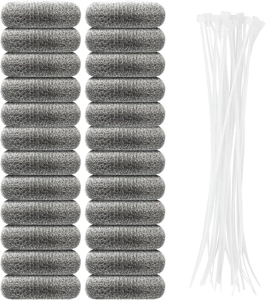 24 PCS Lint Traps, Stainless Steel Lint Catcher for Washing Machine, Pet Hair Remover for Laundry, Upgrade Traps Laundry Mesh Washer Hose Filter with 24 PCS Cable Ties