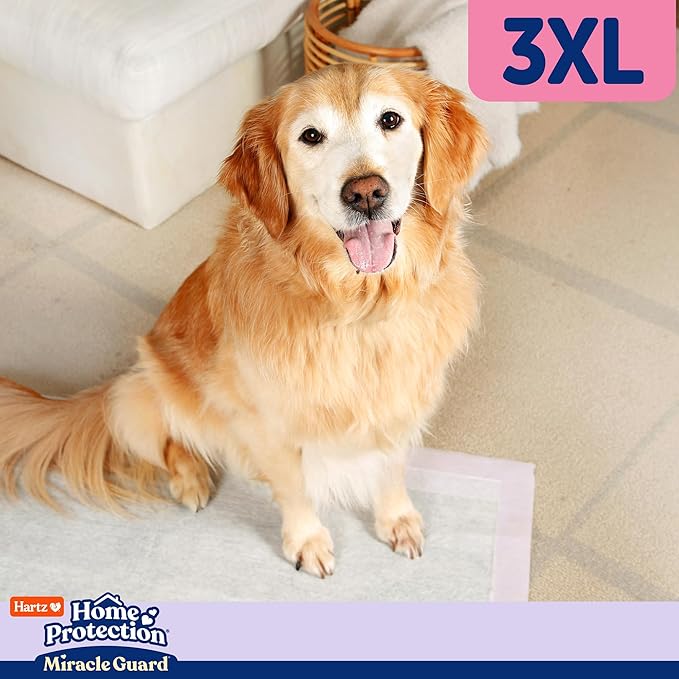 Hartz Home Protection Miracle Guard Lavender Scented Dog Pads, 3XL Size 20 Count, 24 Hour Use, Won't Leak and Odor Eliminating