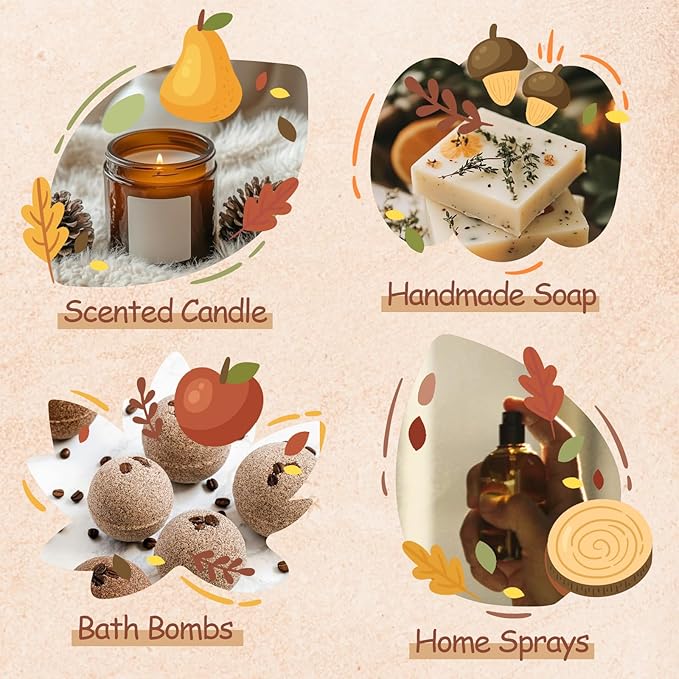 Autumn Fragrance Oils Set, AVEOIRA Fall Essential Oil Set for Diffuser, Candle, Soap Making, Pumpkin Spice, Forest Pine, Spiced Cider, Cinnamon, Vanilla, Snickerdoodle, Scented Oils, 6x10ml