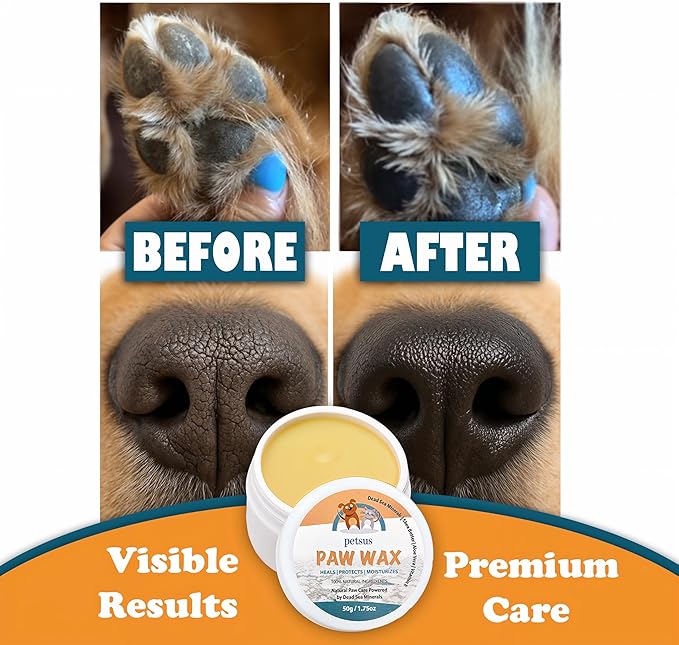 Dog Paw Balm & Paw Wax - Natural Lick-Safe Paw & Nose Moisturizer - Heals Dry, Cracked Pads & Nose - Snout Soothing Formula with Dead Sea Minerals, Shea Butter & Coconut Oil - 1.75 oz