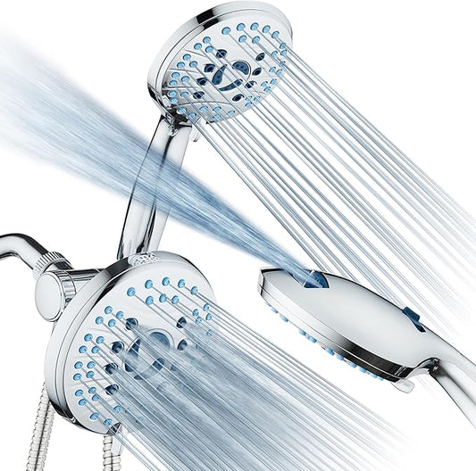Hotel Spa AquaCare for California As-Seen-On-TV High Pressure Handheld Rain 50-Mode 3-Way Shower Head Combo, Anti-clog Jets, 2-Mode Tub & Pet Power Wash, Wall Bracket, 6 ft. Hose