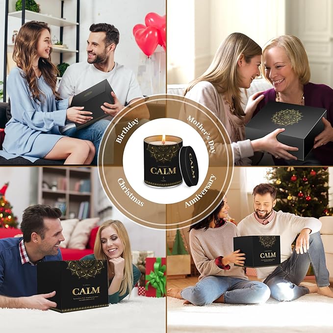 WarmEmbrace Scented Candles, 9 Oz Jar Candles for Home, Office, Meditation, Yoga, Candles for Women & Men, Birthday, Christmas, Valentine's Day Present, Lavender, Vanilla, Rose & Sandalwood, Lemon