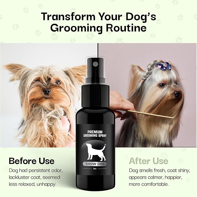 605Products | Premium Dog Cologne and Odor Eliminator - Long Lasting Dog Perfume Made with Essential Oils - Spray Deodorant for Smelly Dogs, Dog Grooming Spray 3pack (Show Dog, 2oz Spray Bottles)