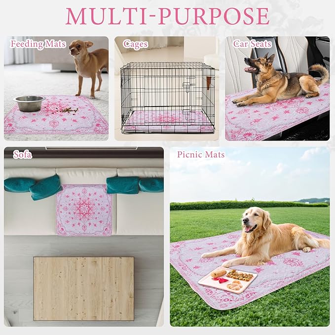 Homimp Washable Pee Pads for Dogs, 2 Pack Reusable Puppy Pads Waterproof, Absorbent and Leakproof Dog Pee Pads, Non Slip Puppy Training Pads, Pet Mat for Floor,Crate,Couch,Whelping,Pink, 24"x36"