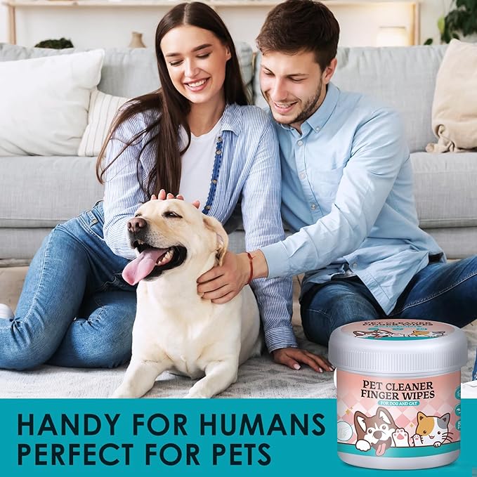 Dog Teeth Cleaning Wipes - Dental Wipes for Dogs Teeth & Cat Dental Care, Pet Teeth Cleaning Finger Wipes to Remove Plaque & Tartar for Fresh Breath (50 PCS)