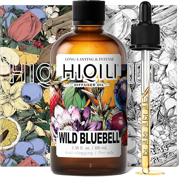 HIQILI Diffuser Oil for Humidifier & Reed Diffusers, Suitable for Home and Other Scenarios, Long Lasting Scent - Wild Bluebell, 3.38 Fl Oz