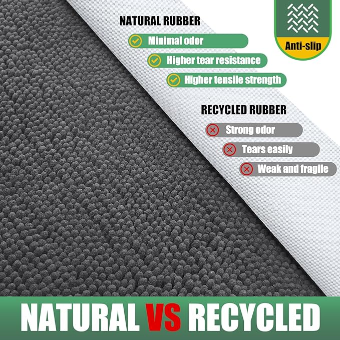 IM HOME Chenille Absorbent Outdoor Doormat 71" x 25", Washable Muddy Door Mats for Dog Non Slip Indoor Doormat Dog Mat for Muddy Paw Front Inside Doormats for Entryway Grey