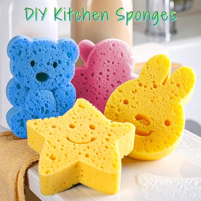 100 Pack Multi-Purpose Sponge Pads, Kitchen Sponge Bulk Reusable Absorbent Compressed Wood Pulp Dish Sponges for Cleaning, Effective Clean The Surface Stains Without Scratching for Kitchen Bath